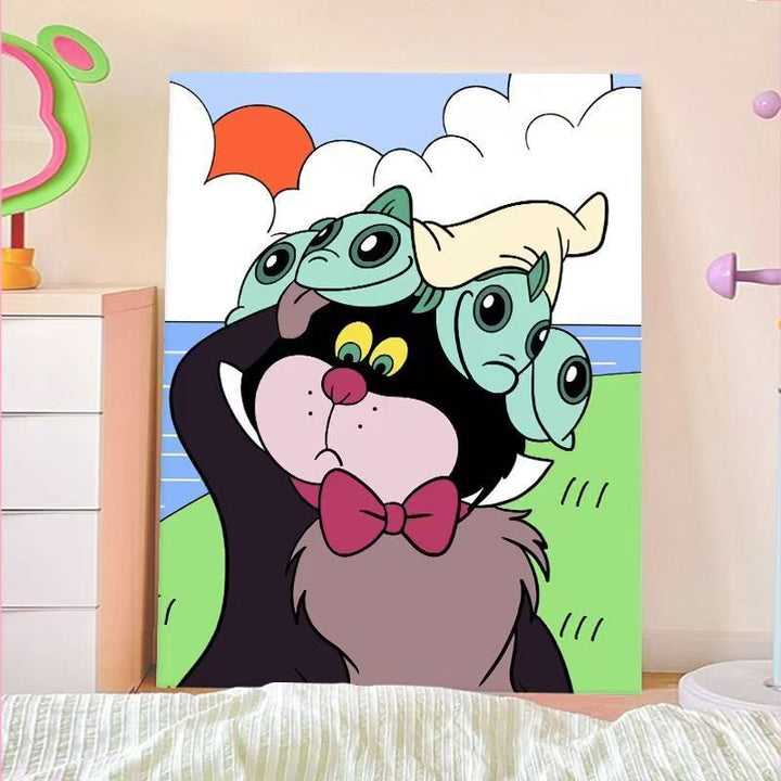 Playful Cartoon Cat Wall Art Kalsten
