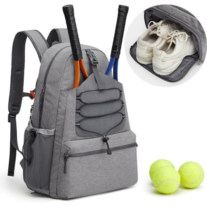 Sporty tennis backpack with separate shoe compartment and comprehensive pocket features Kalsten