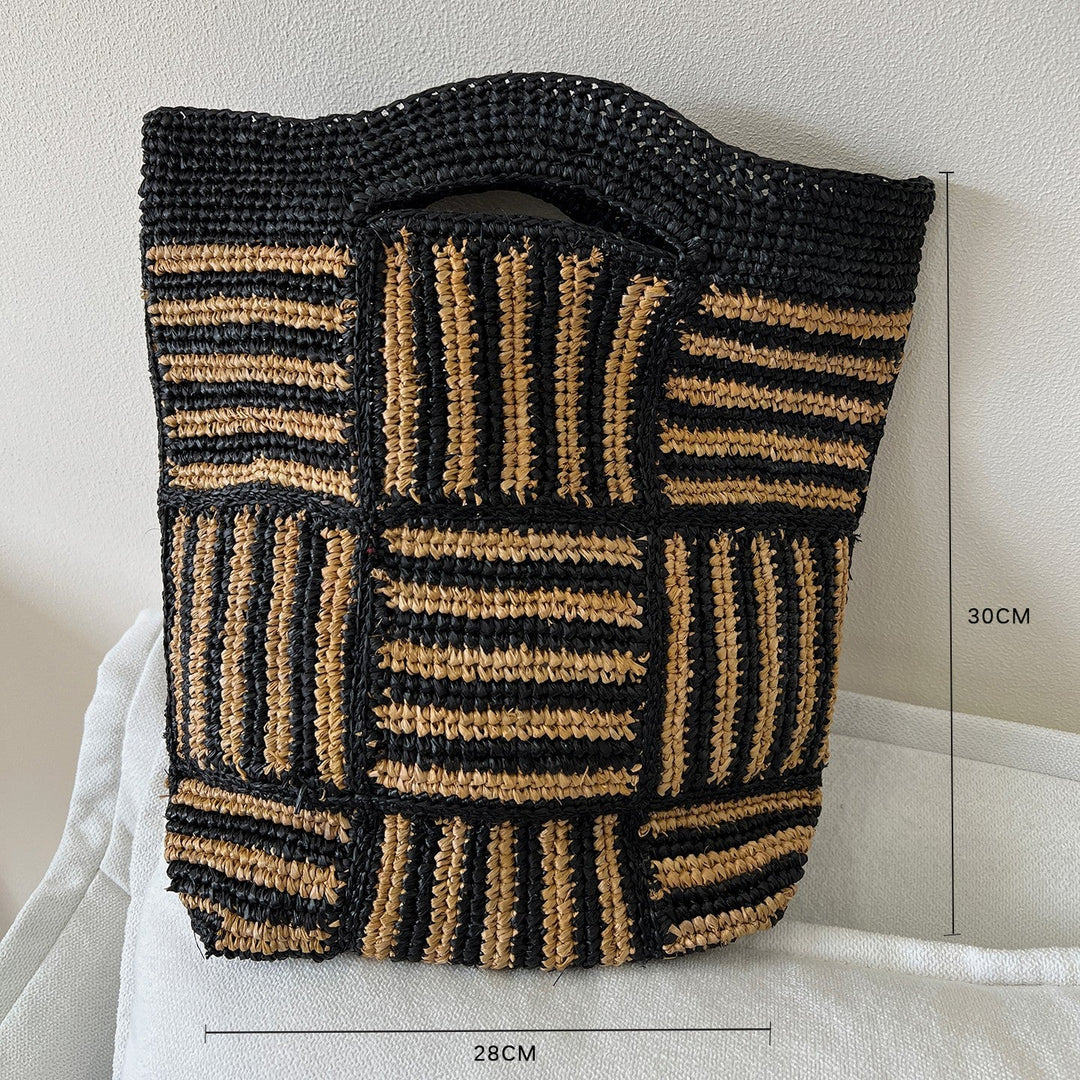 Handmade straw bag with fashionable striped pattern Kalsten