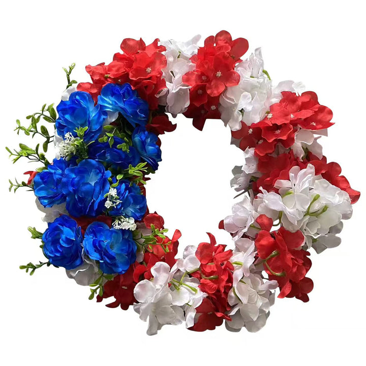 Unisex nan patriotic artificial floral door wreath with mixed peony and hydrangea clusters Kalsten
