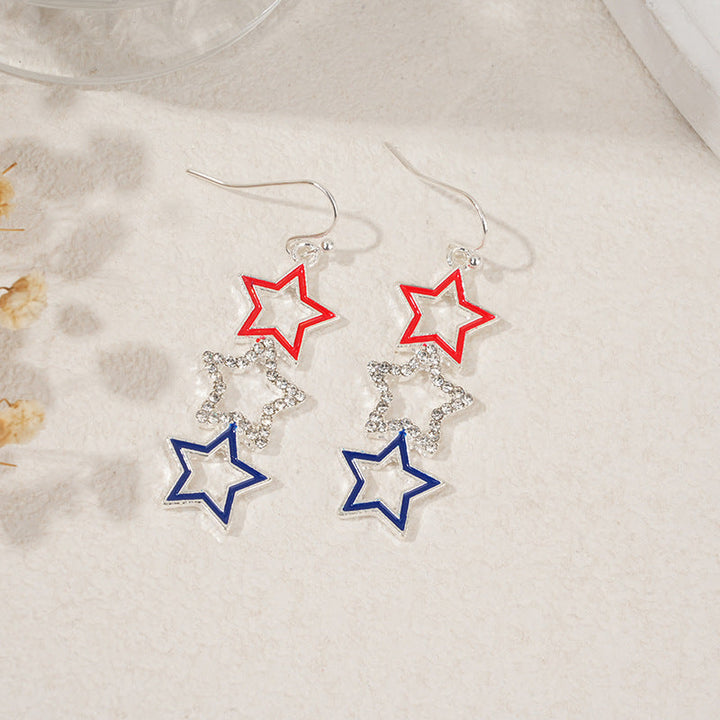 Ladies nan square crystal drop earrings with star grid and fine ear hook Kalsten