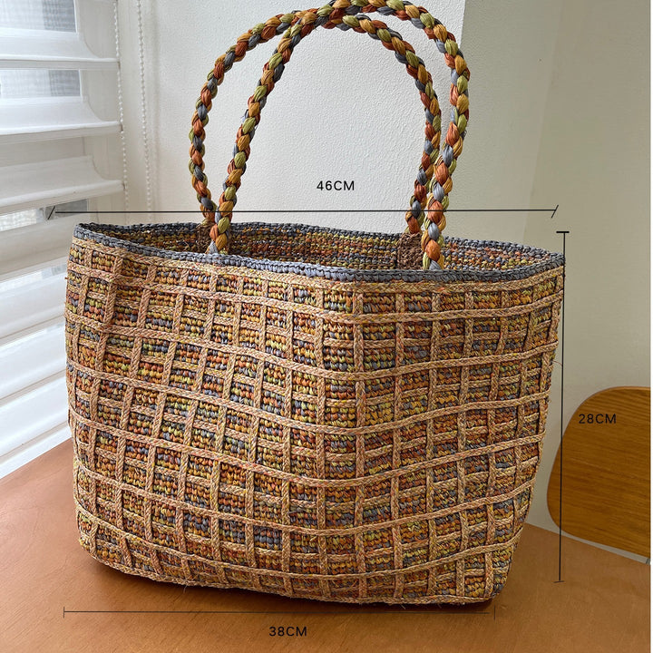 Handcrafted knitted bag with floral design Kalsten
