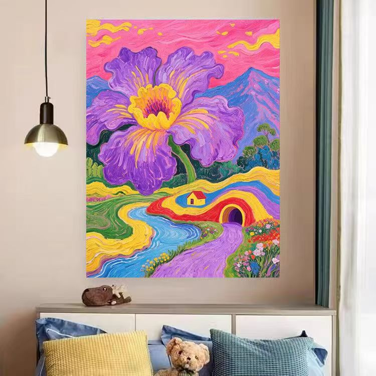 Vibrant Floral Landscape Canvas Art Print Kalsten