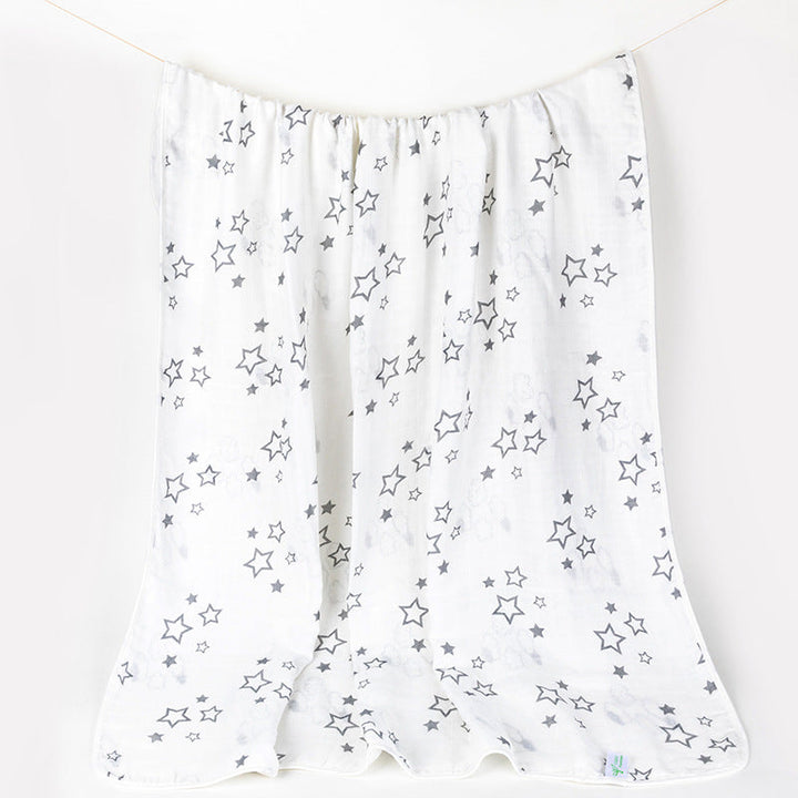Soft Muslin Baby Blanket with Stars and Clouds Print kalsten