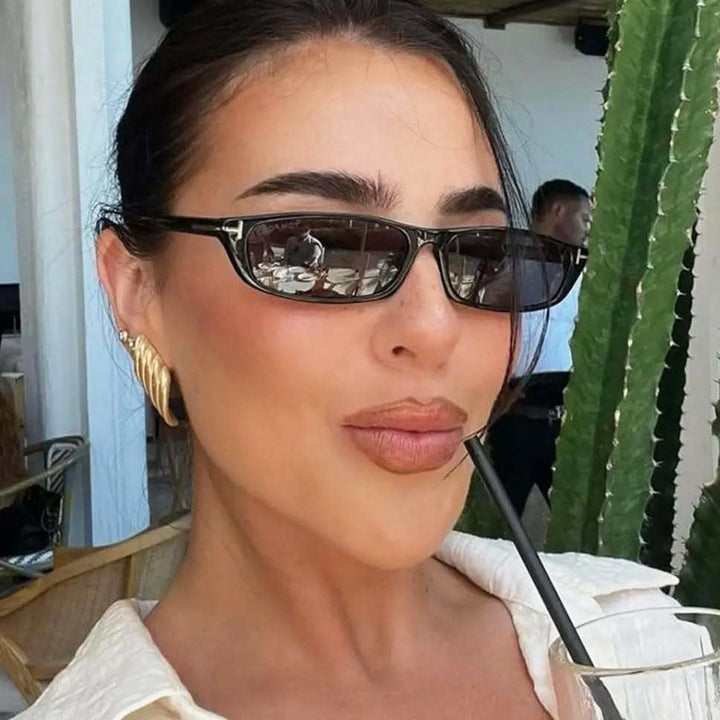 Women's fashionable sunglasses with narrow frame and brown lenses Kalsten