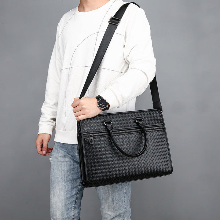 Elegant Briefcase Made of Woven Synthetic Leather Kalsten