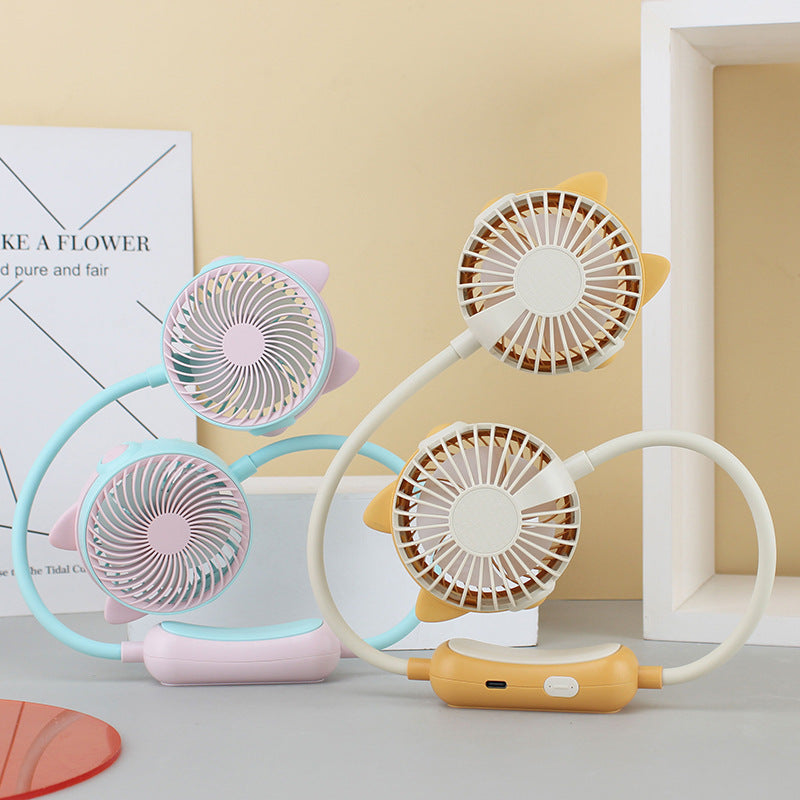 Ladies Portable Neck Fan with Flexible Mount and Dual Fan System Kalsten