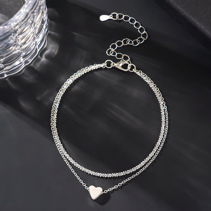 Two-Tone Heart Charm Anklet Kalsten