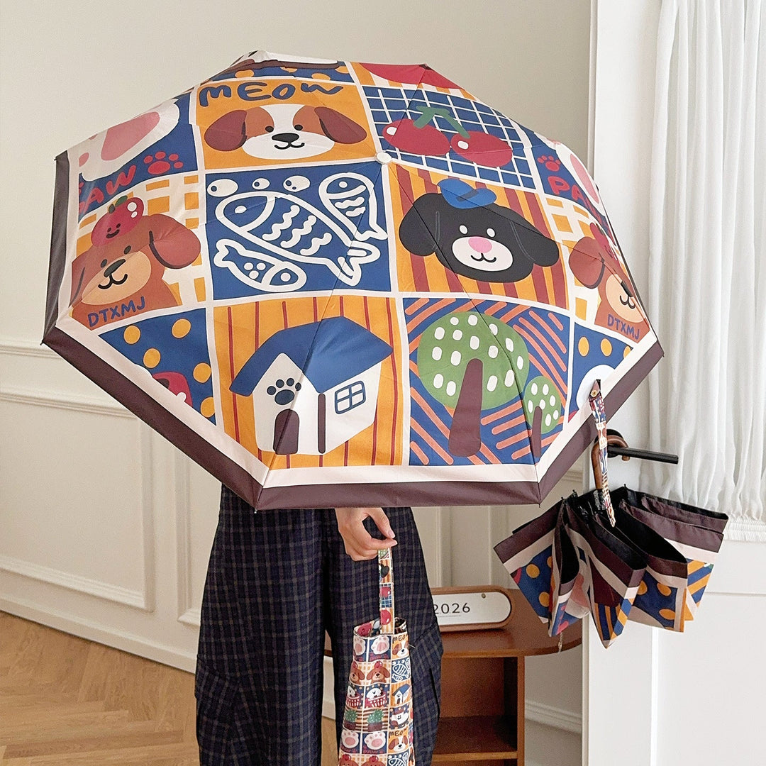 Ladies Foldable Umbrella with Playful Animal Designs Kalsten