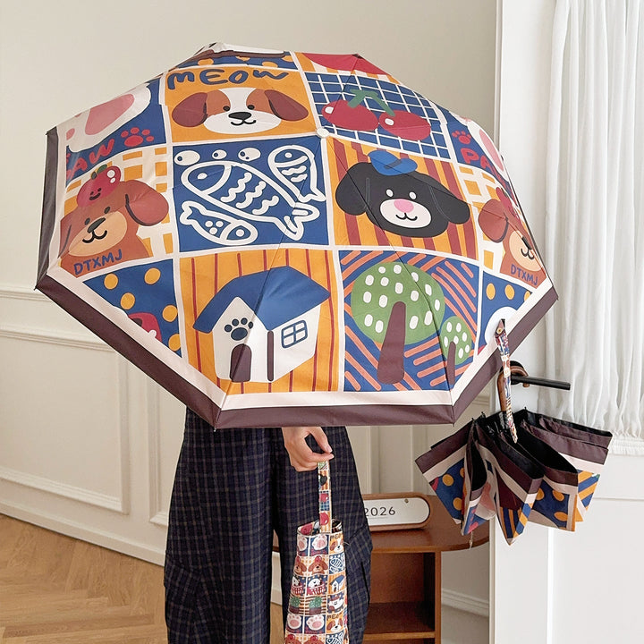 Ladies Foldable Umbrella with Playful Animal Designs Kalsten
