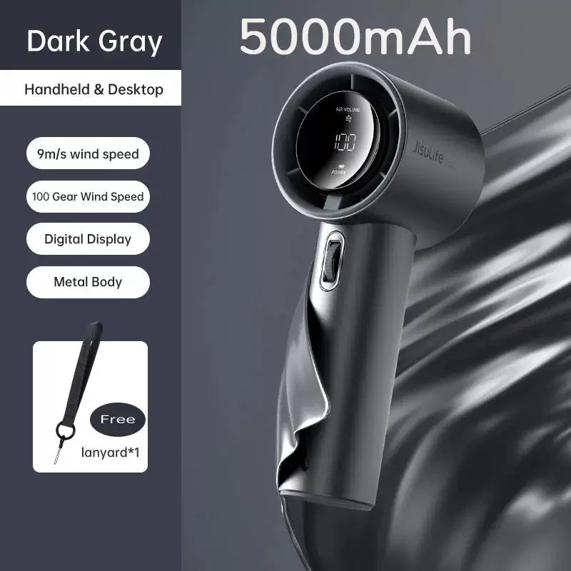 Unisex one-size rechargeable cordless portable hair dryer with digital display, multi-speed wind control and travel lanyard Kalsten