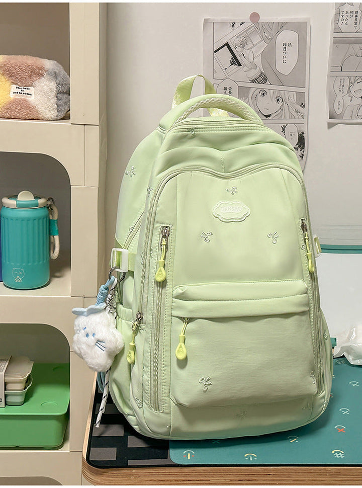 Embroidered Multi-Compartment Casual School Backpack