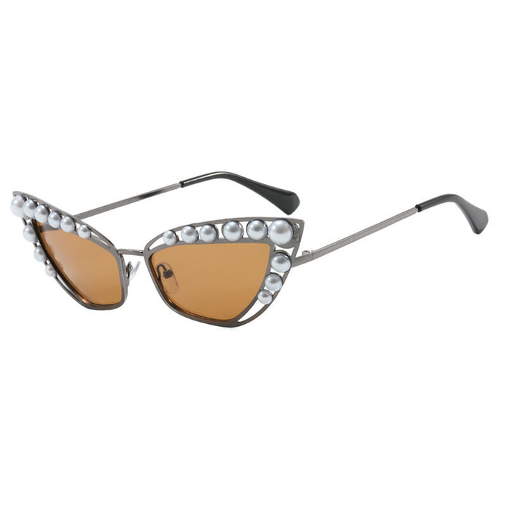 Ladies Cat-Eye Sunglasses with Exclusive Pearl Tip Frame Kalsten