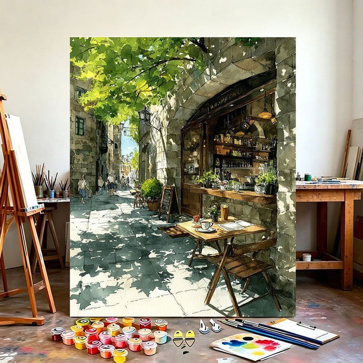 Urban Café Scene Canvas Art Print Kalsten