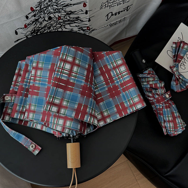 Women's Folding Umbrella in Modern Check Pattern Kalsten