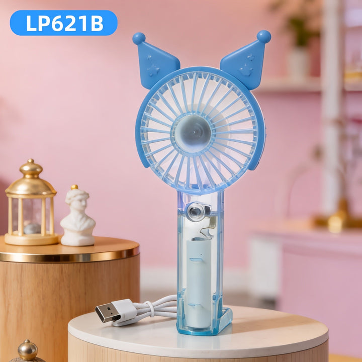 Women's Portable Handheld Fan with LED Lighting and Spray Function Kalsten