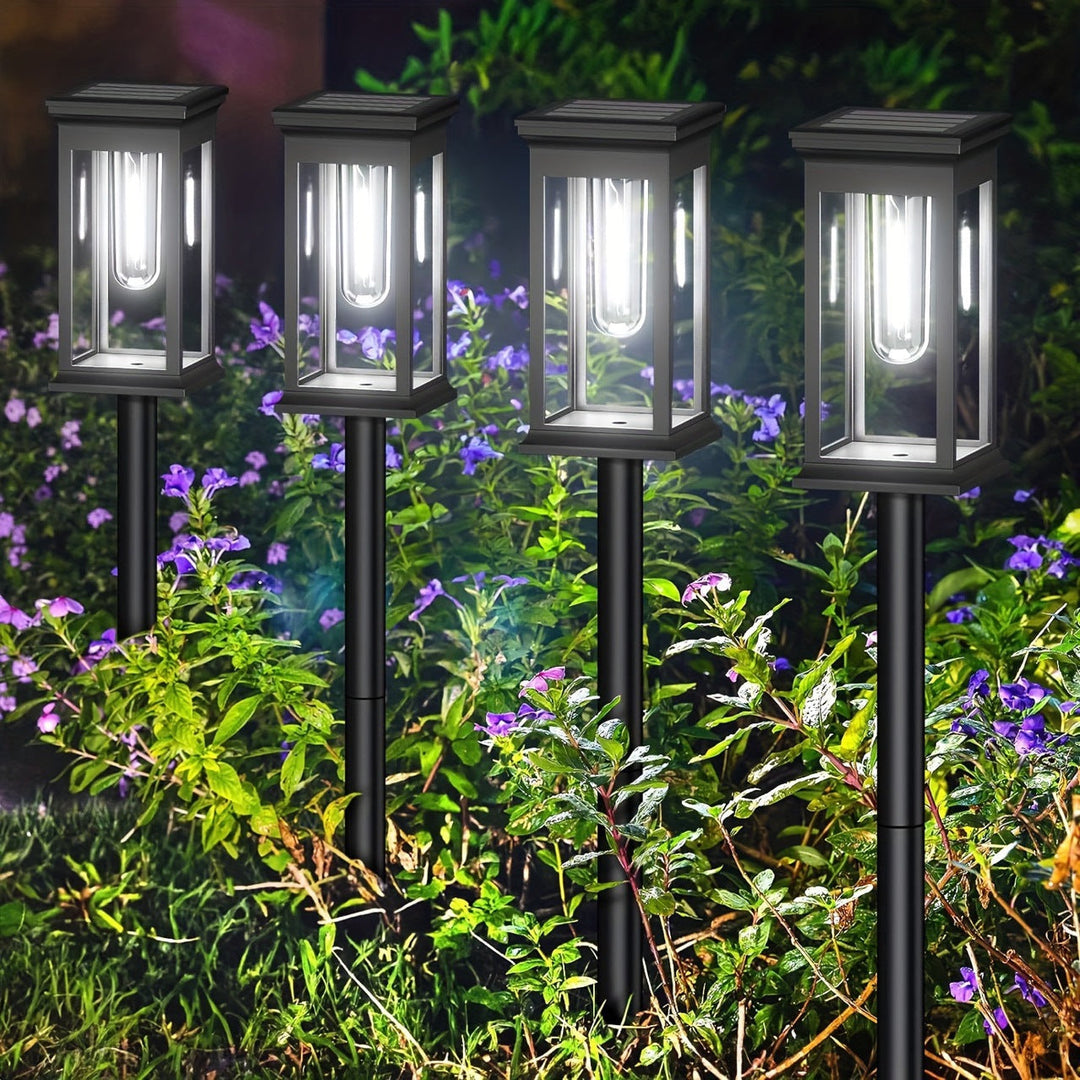 LED Garden Stake Lantern With Frosted Acrylic Panel And Weatherproof Metal Frame Kalsten