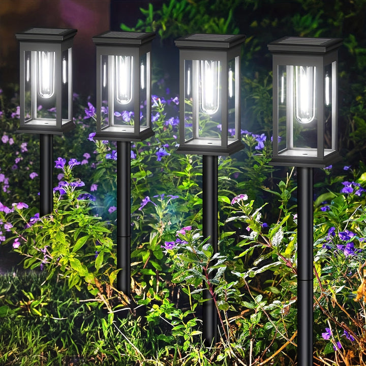 LED Garden Stake Lantern With Frosted Acrylic Panel And Weatherproof Metal Frame Kalsten