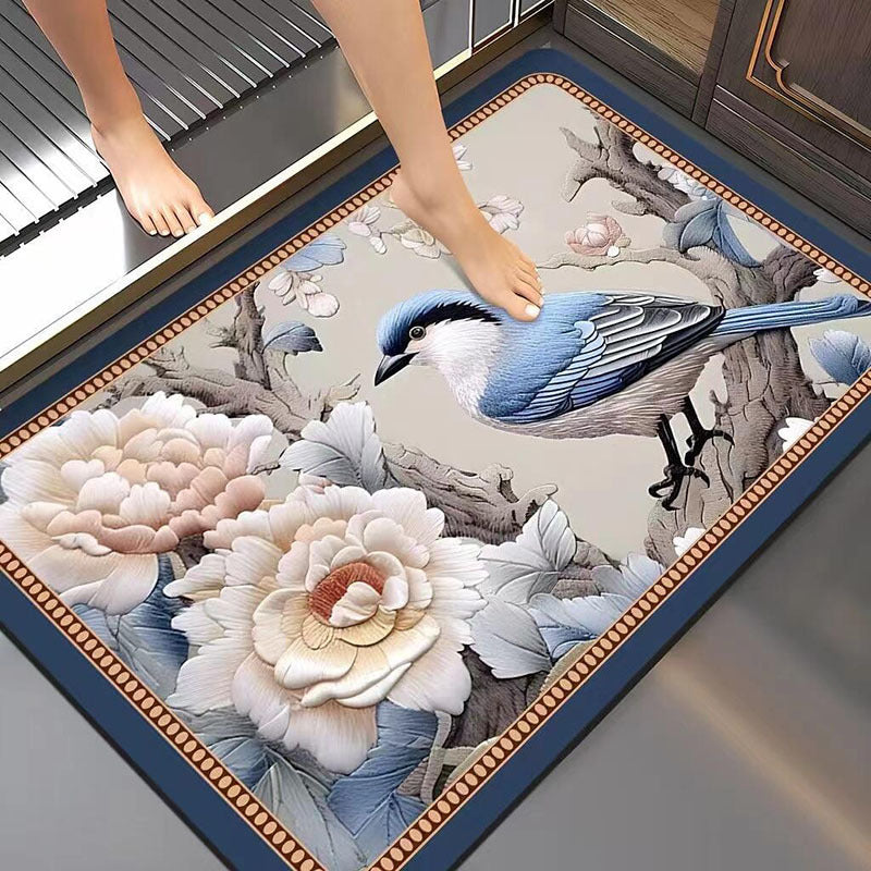 Artistic Floral Bath Mat Kalsten