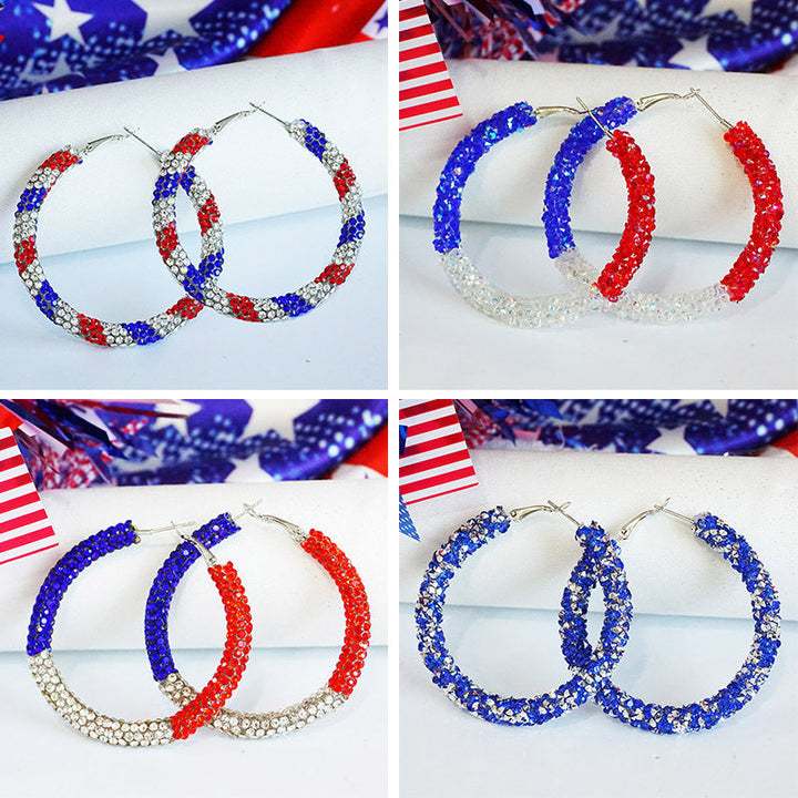 Women's large hoop earrings with rhinestone embellishment and rhodium-plated setting Kalsten