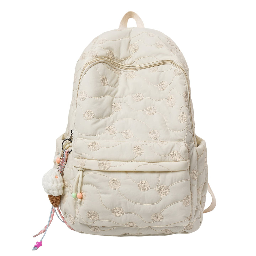Quilted Embroidered Backpack