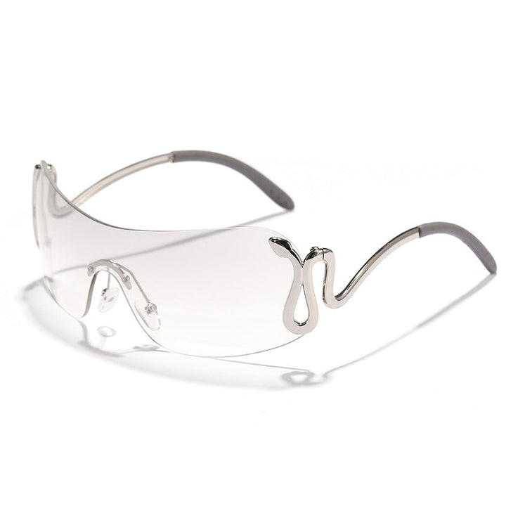 Women's fashionable futuristic sunglasses with curved frame Kalsten