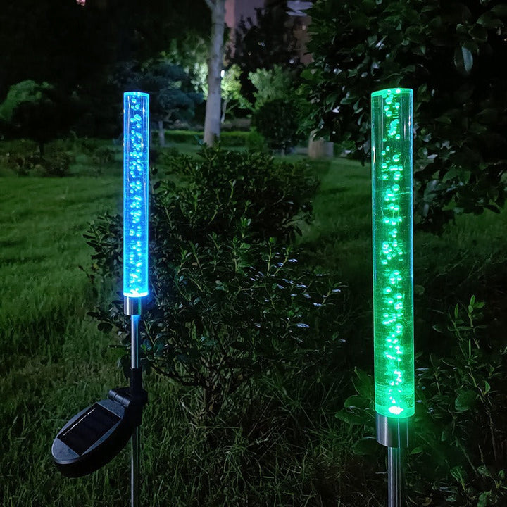 RGB Bubbling Acrylic Garden Stake With Adjustable Stainless Steel Spike And Dusk-To-Dawn Sensor Kalsten