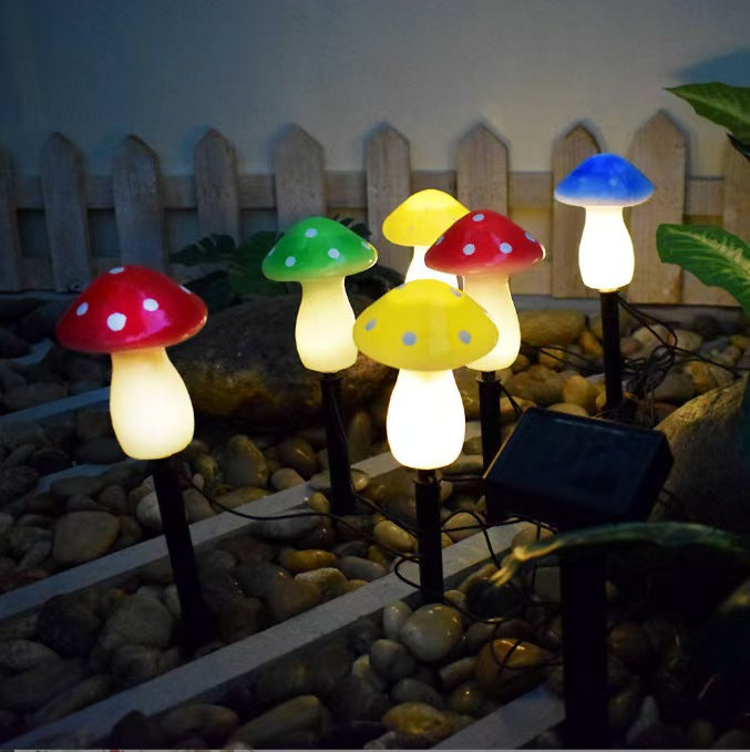 Whimsical Mushroom Pathway Stake String Lights With Ceramic-Style Caps And Warm LED Illumination Kalsten