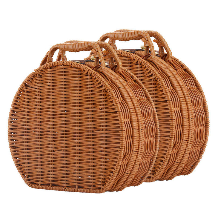 Women Round Wicker Handbag Kalsten