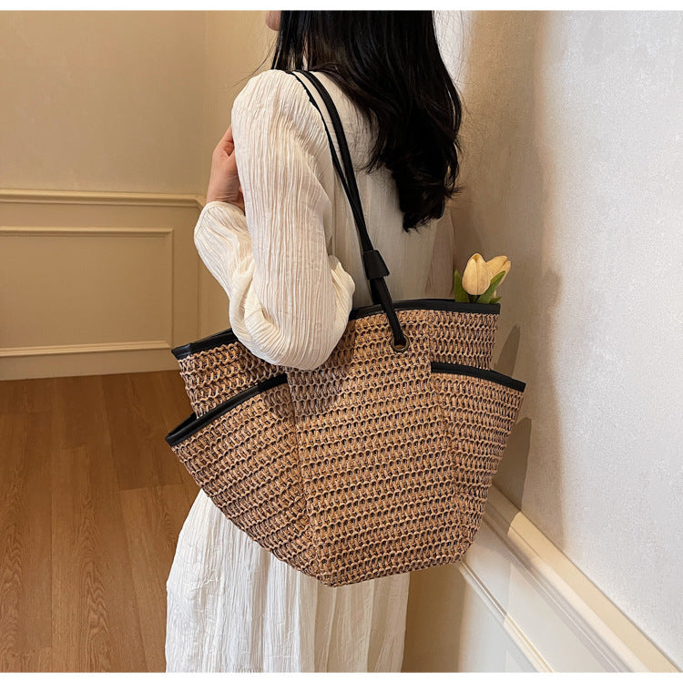 Spacious basket bag with fine leather accents Kalsten