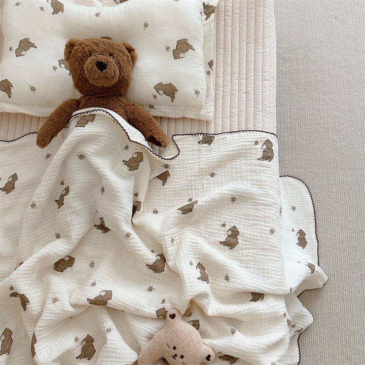 Unisex Mull blanket with cute bear design Kalsten