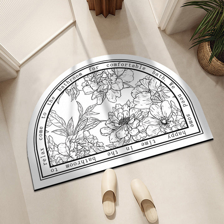 Ornate Half-Round Bath Mat