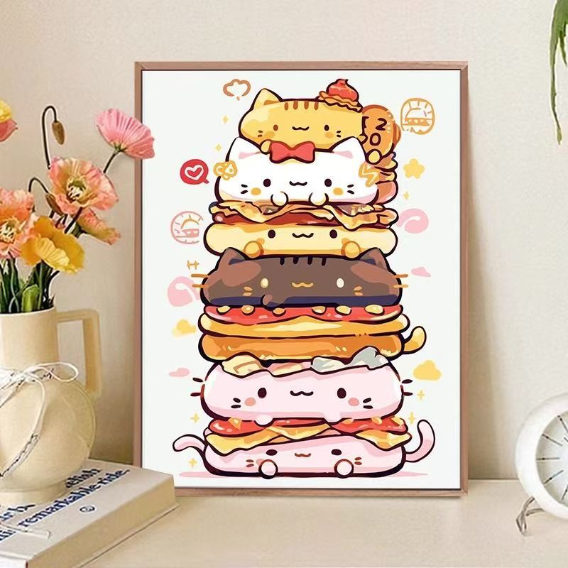 Playful Cat-Themed Food Art Print Kalsten