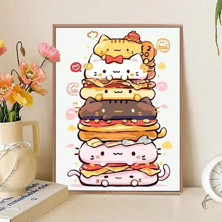 Playful Cat-Themed Food Art Print Kalsten