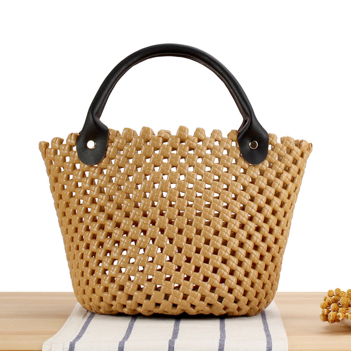 Braided shopping bag with practical leather handles Kalsten