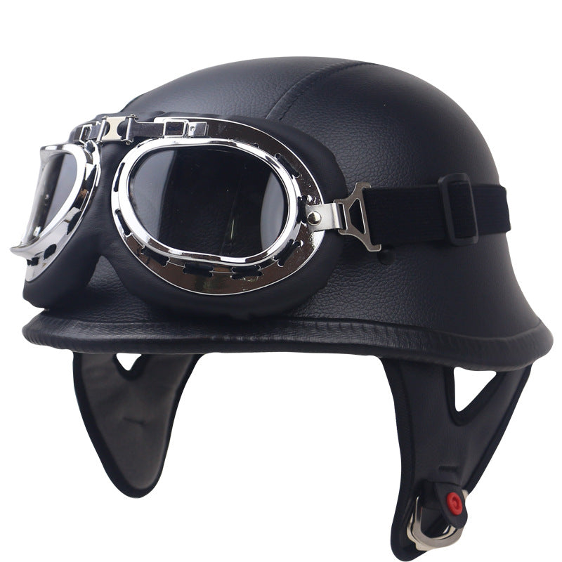 Vintage Carbon Fiber Motorcycle Helmet with Goggles Kalsten