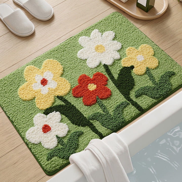 Textured Floral Bath Mat Kalsten