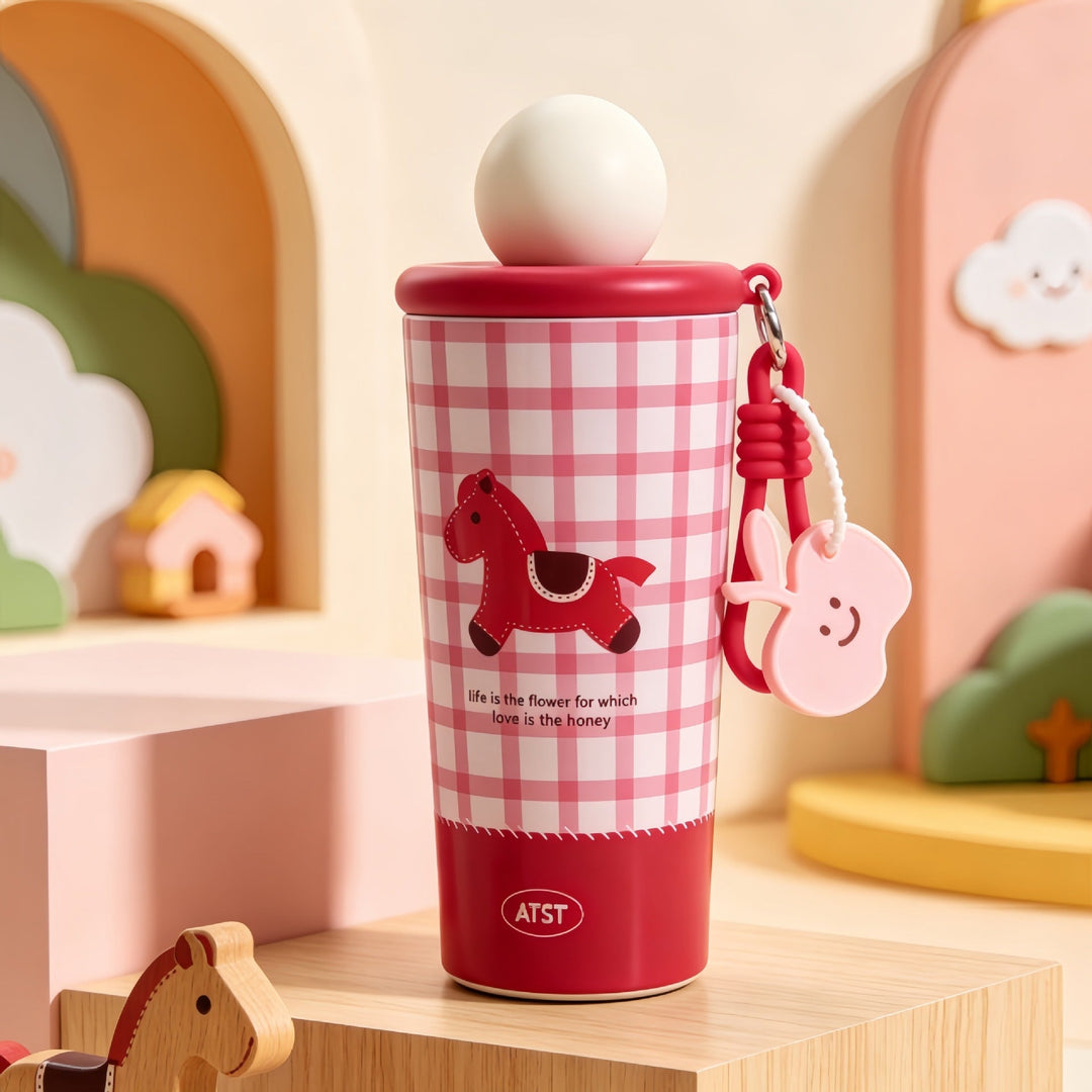Ladies Insulated Bottle with Playful Horse Motif Kalsten