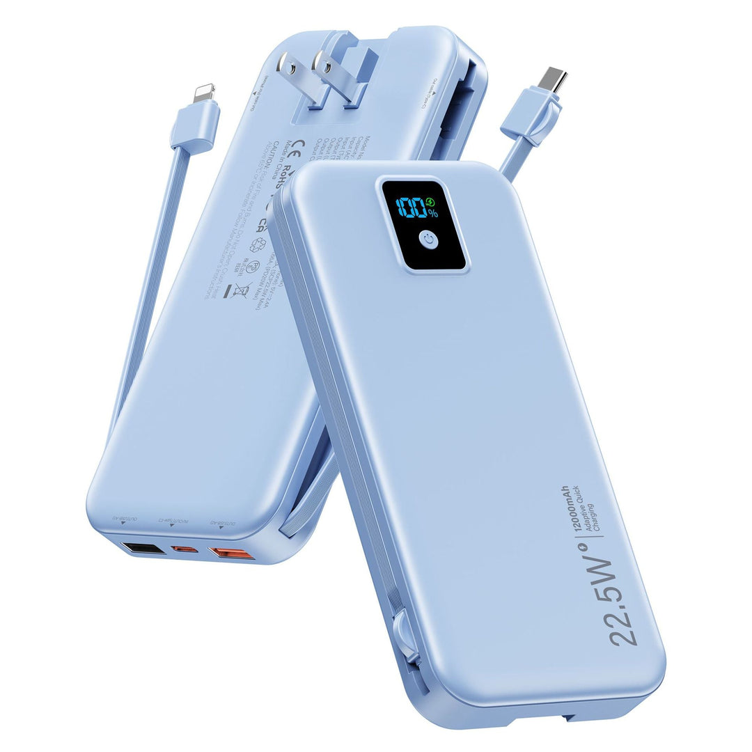Power bank with digital LCD display and integrated charger Kalsten