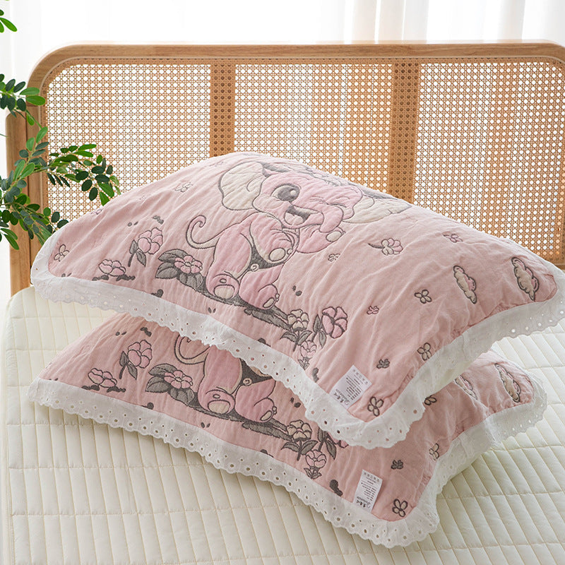 Women's pillow with charming elephant motif and delicate lace edge Kalsten