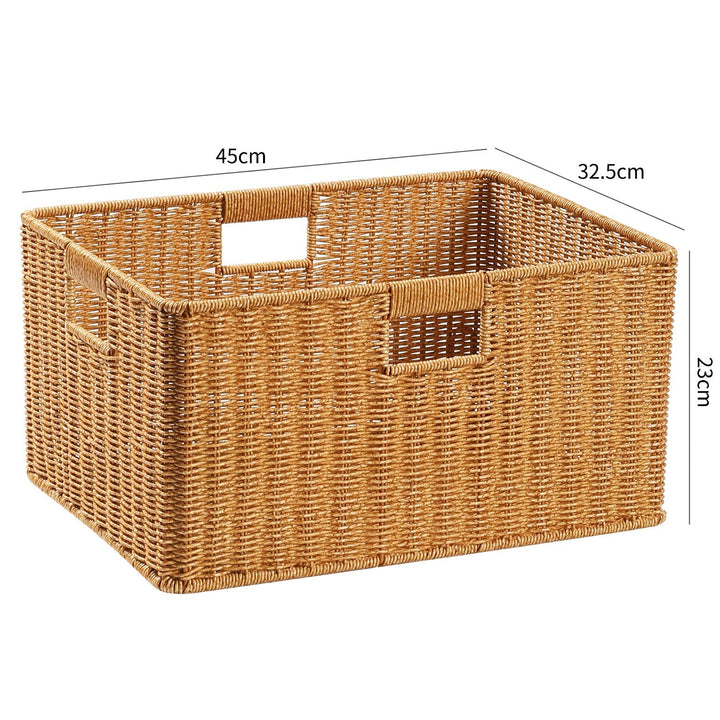 Handwoven Rectangular Storage Basket with Cut-Out Handles Kalsten
