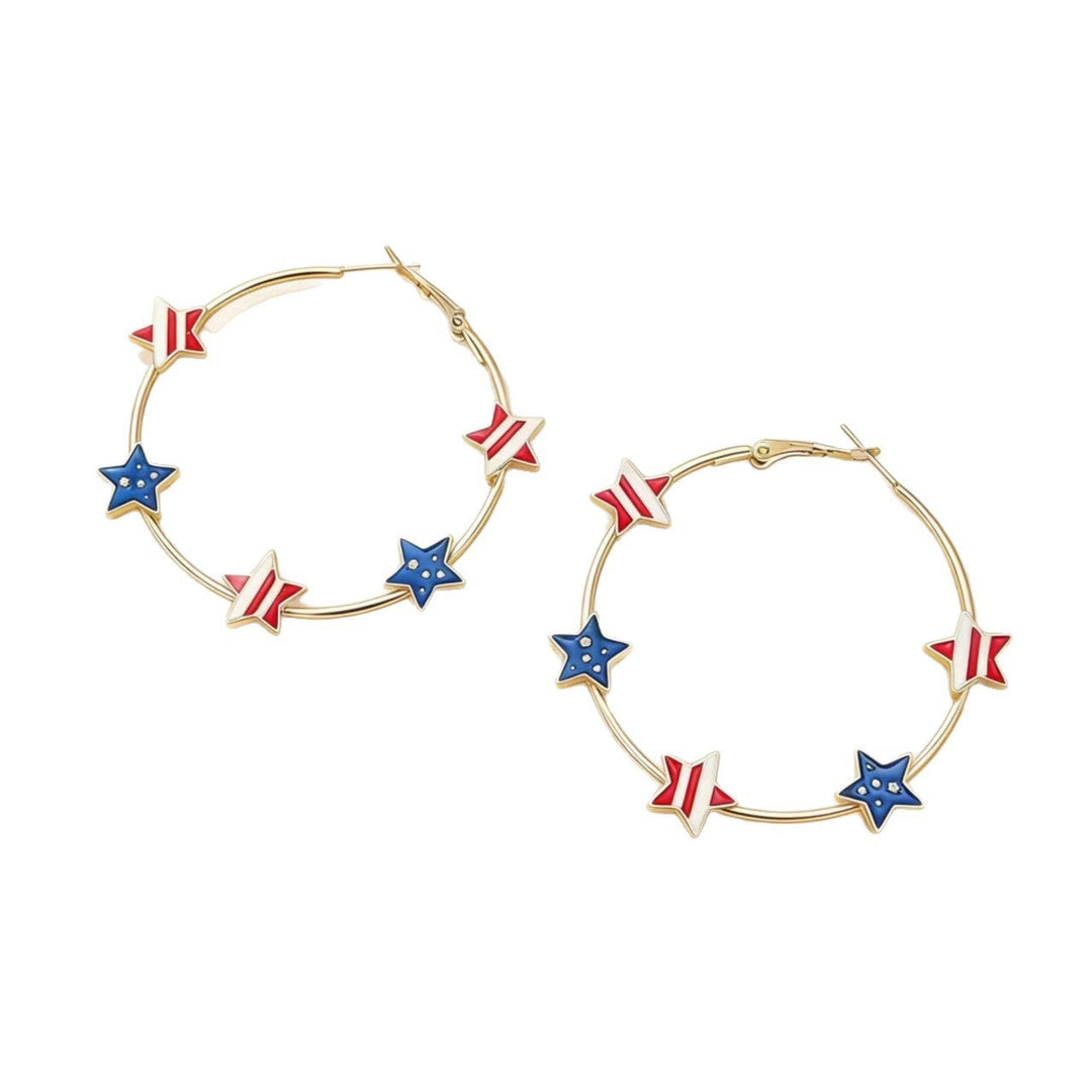 Ladies nan Creolen Hoop Earrings with enamelled star charms and snap closure Kalsten