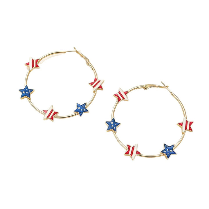 Women's playful hoop earrings with enamel star appliqués and secure click closure Kalsten