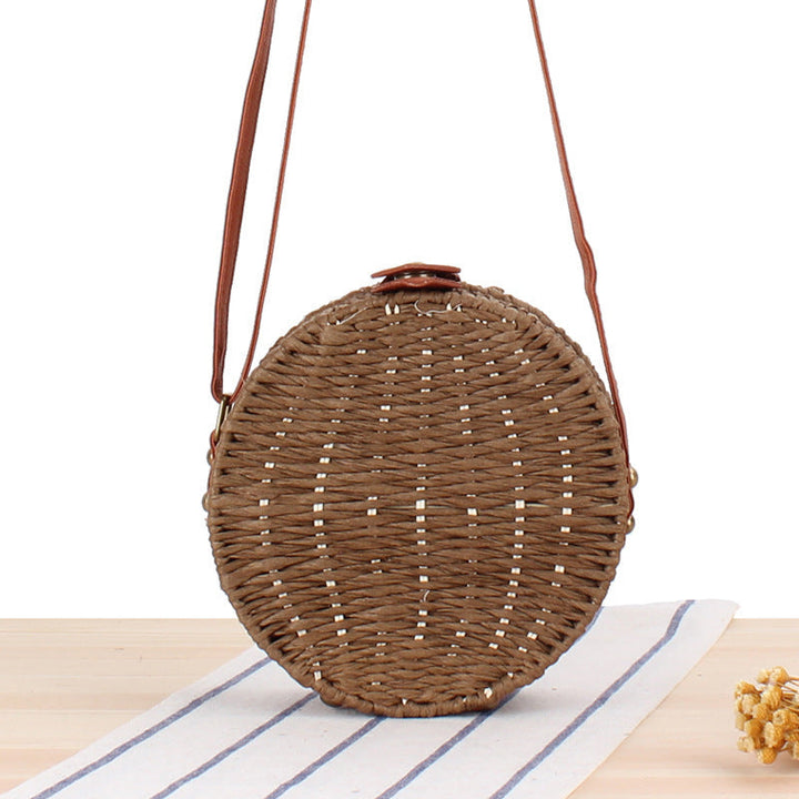Round basket bag with leather accents Kalsten