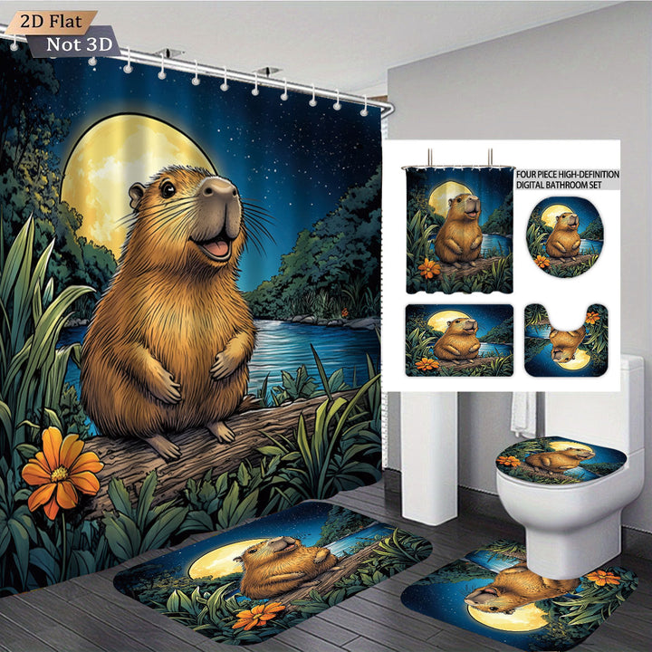 Cute Bear-Themed Four-Piece Bathroom Set Kalsten