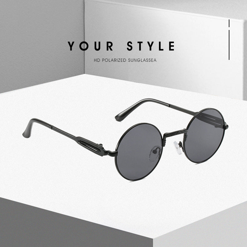 Women's round fashionable sunglasses with fine metal frame Kalsten