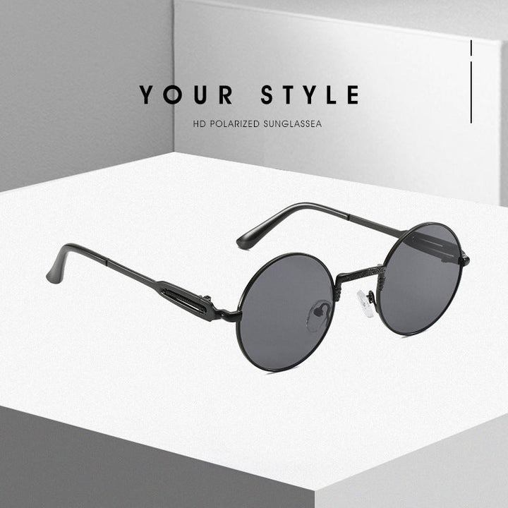 Women's round fashionable sunglasses with fine metal frame Kalsten
