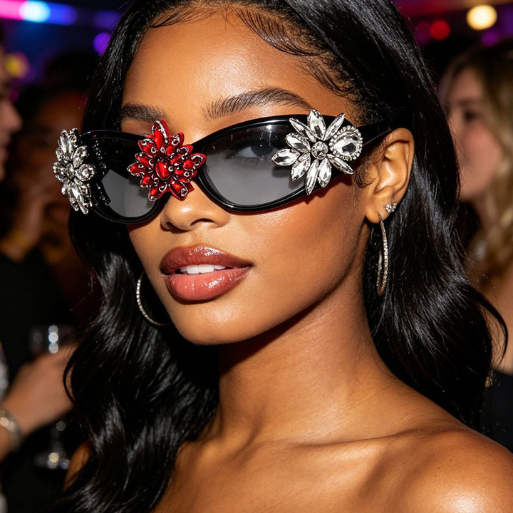 Ladies Glamorous Designer Sunglasses with Floral Accents Kalsten