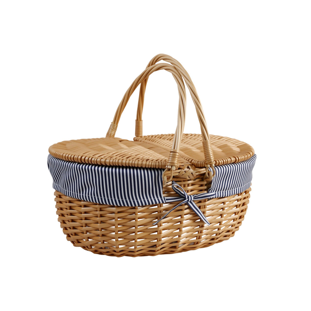Women’s basket with decorative gingham fabric trim and sturdy handles Kalsten