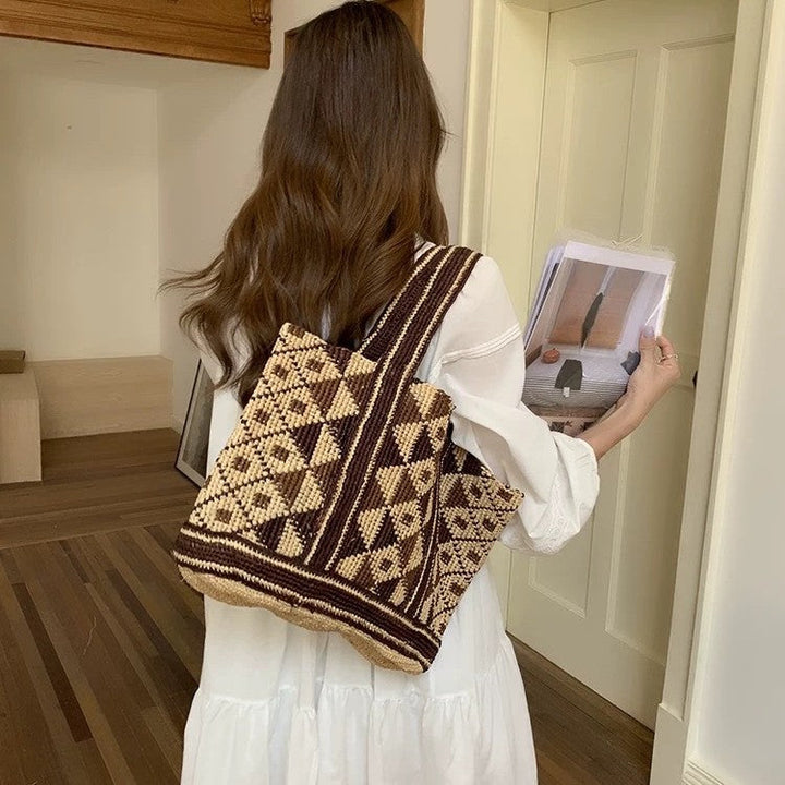 Handwoven Macrame Tote Bag with Geometric Pattern Kalsten